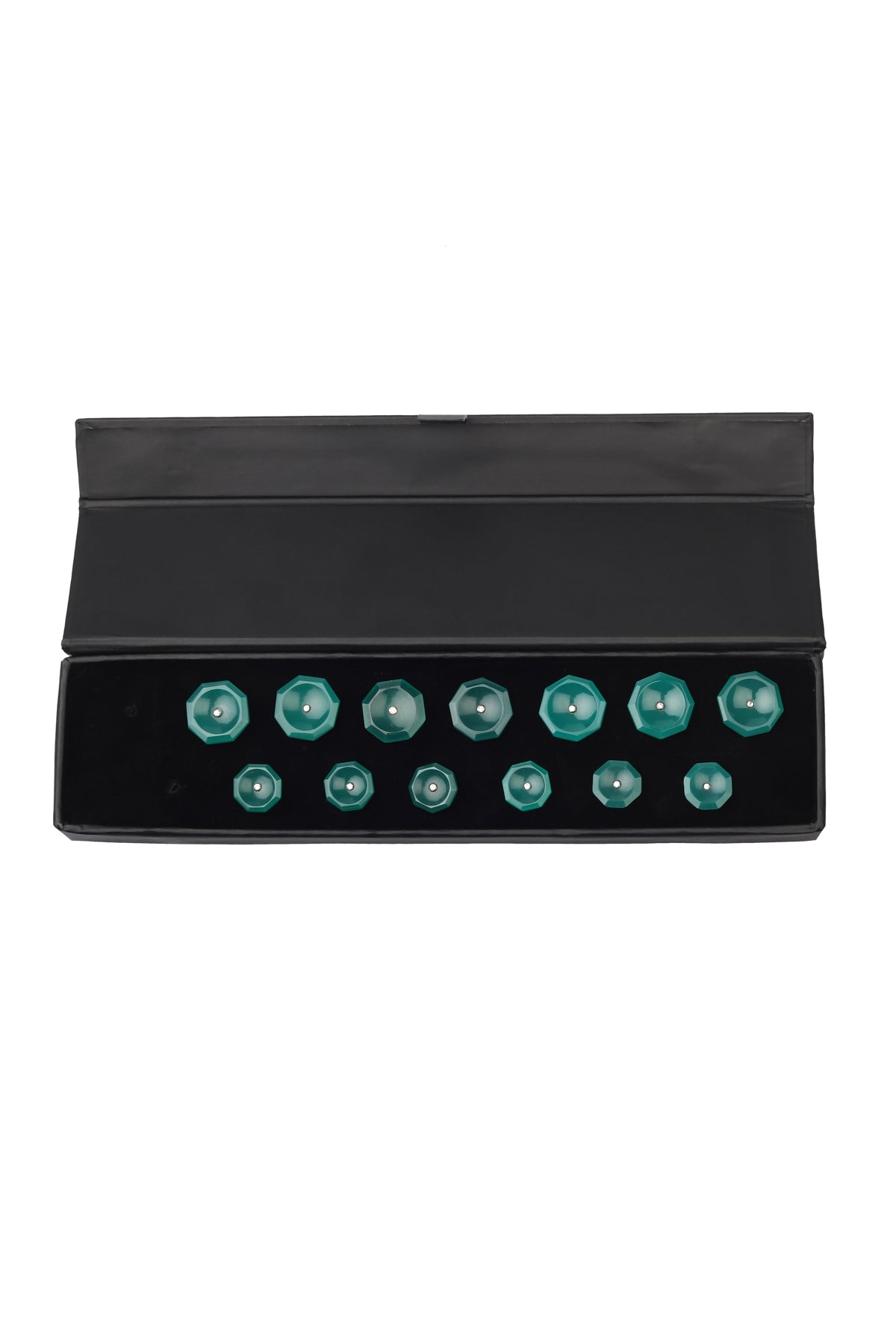 Green Hexagon Onyx Button set