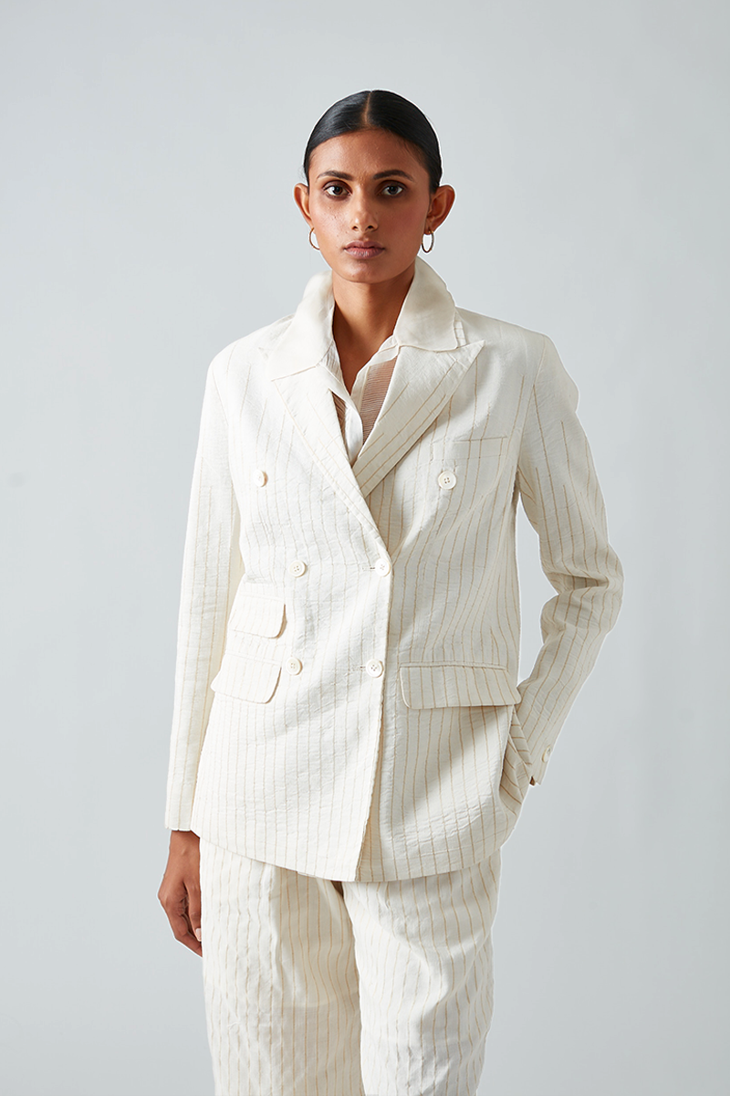 Sikrai Double Breast Ikat Jacket