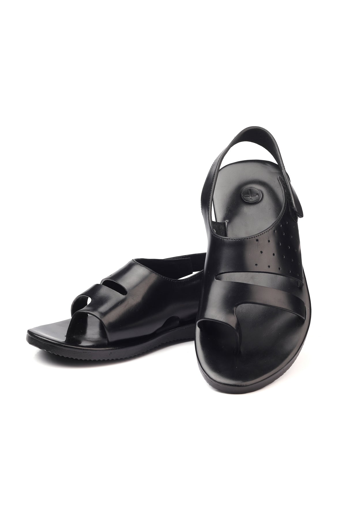 Perforated Asymmetric Strap Sandals
