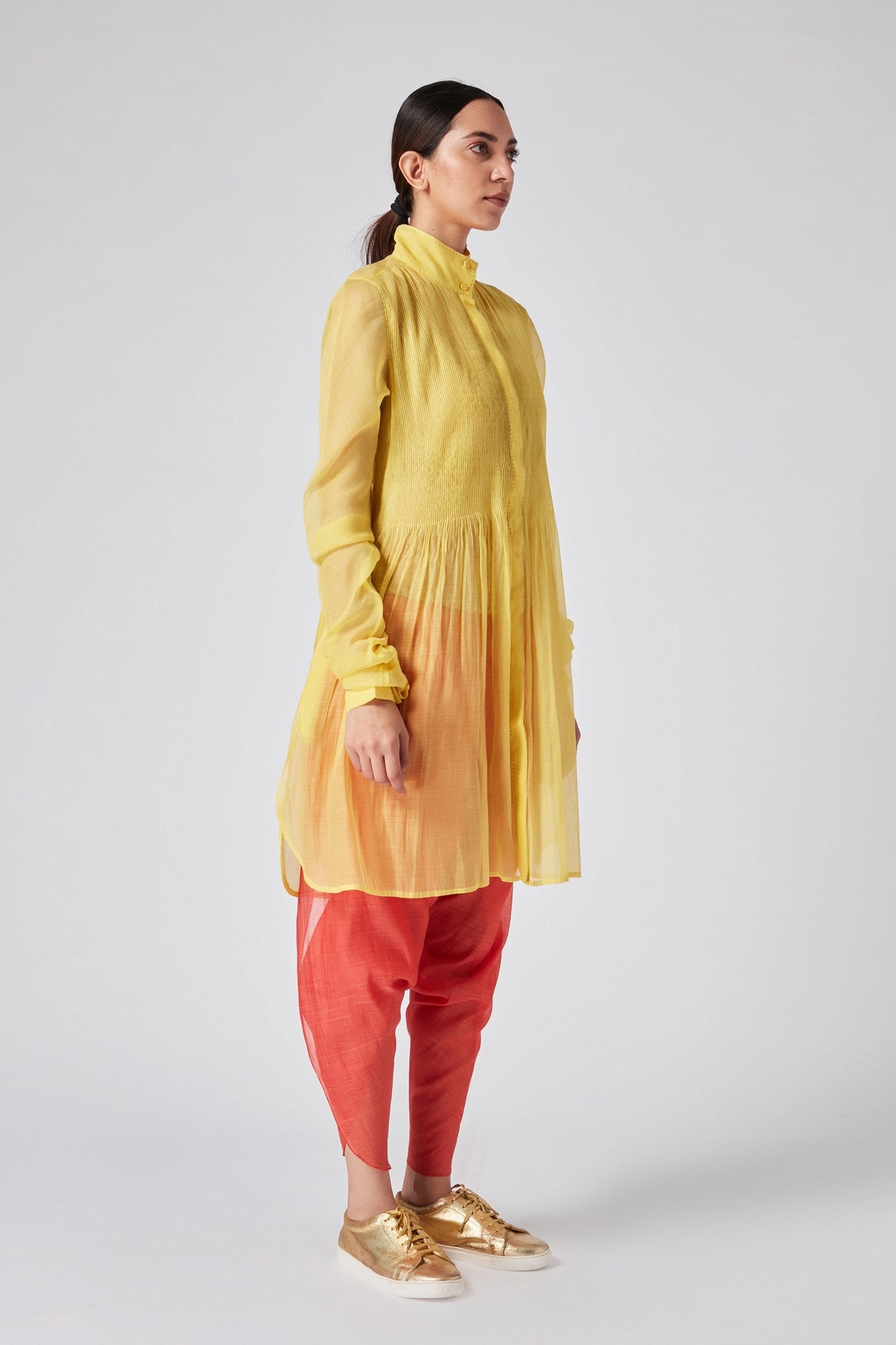 Kekri Congested Pintuck Yoke Tunic