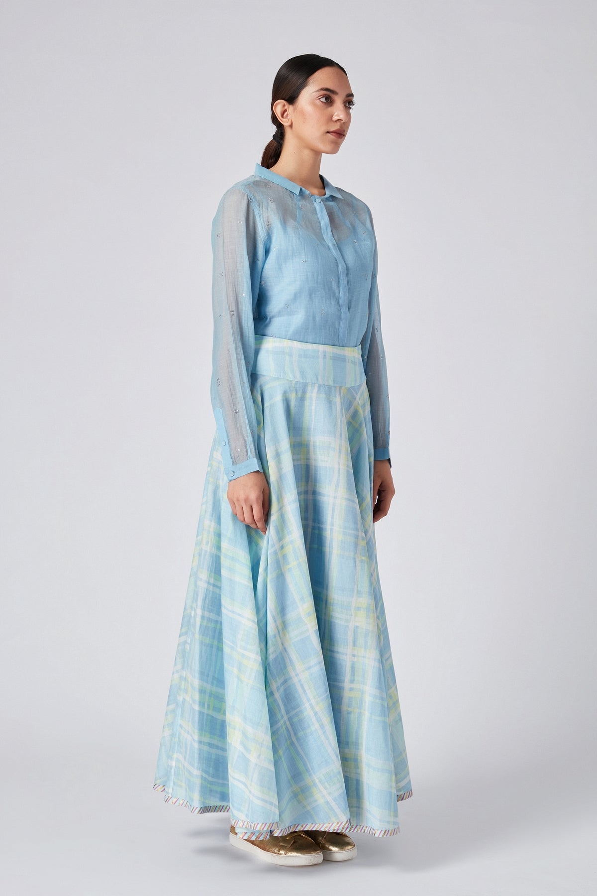 Sayla Checkered Handloom Skirt