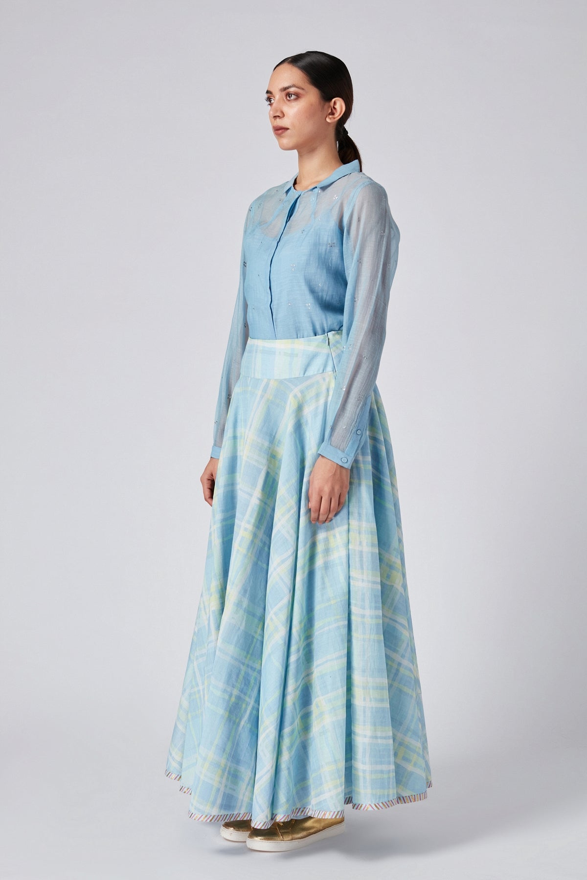Sayla checkered handloom skirt