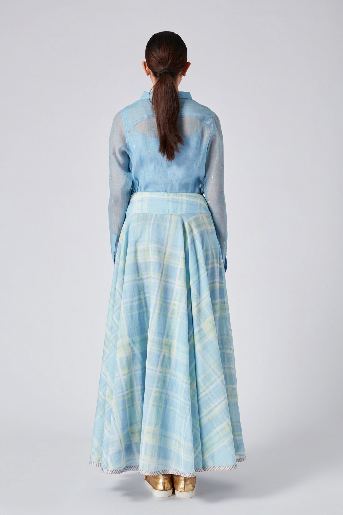 Sayla checkered handloom skirt