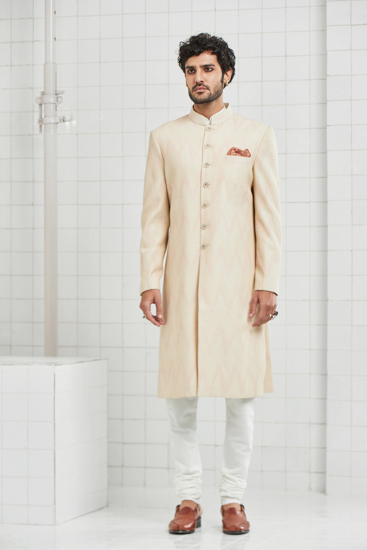 Theekariya Chevron Stitch Sherwani
