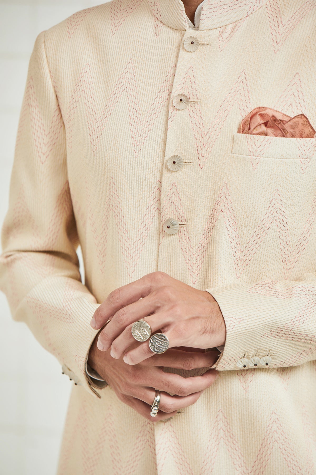 Theekariya Chevron Stitch Sherwani