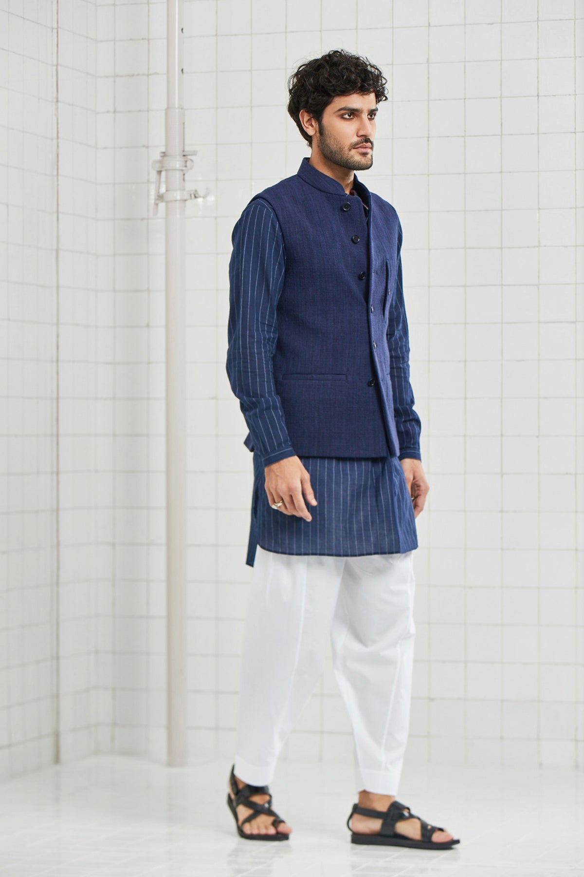 Narwariya Hand Spun Hand Woven Textured Waistcoat