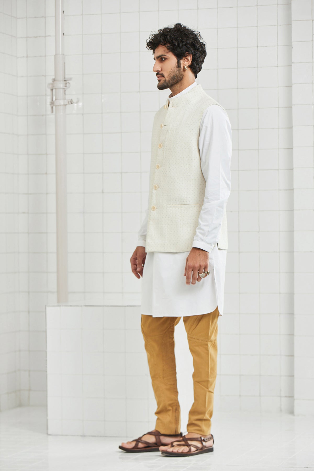 Raghwa Waistcoat with Polka Block Print