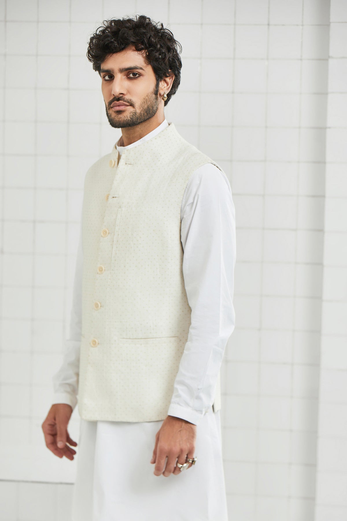 Raghwa Waistcoat with Polka Block Print