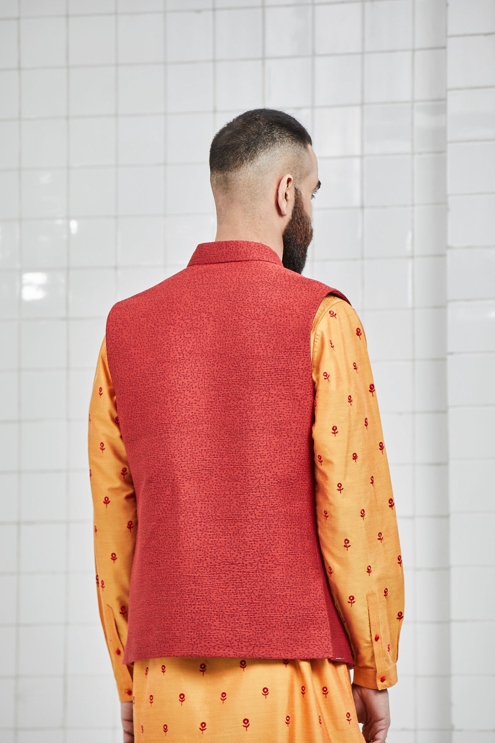 Didhu Quilted Waistcoat with Tonal Jaal