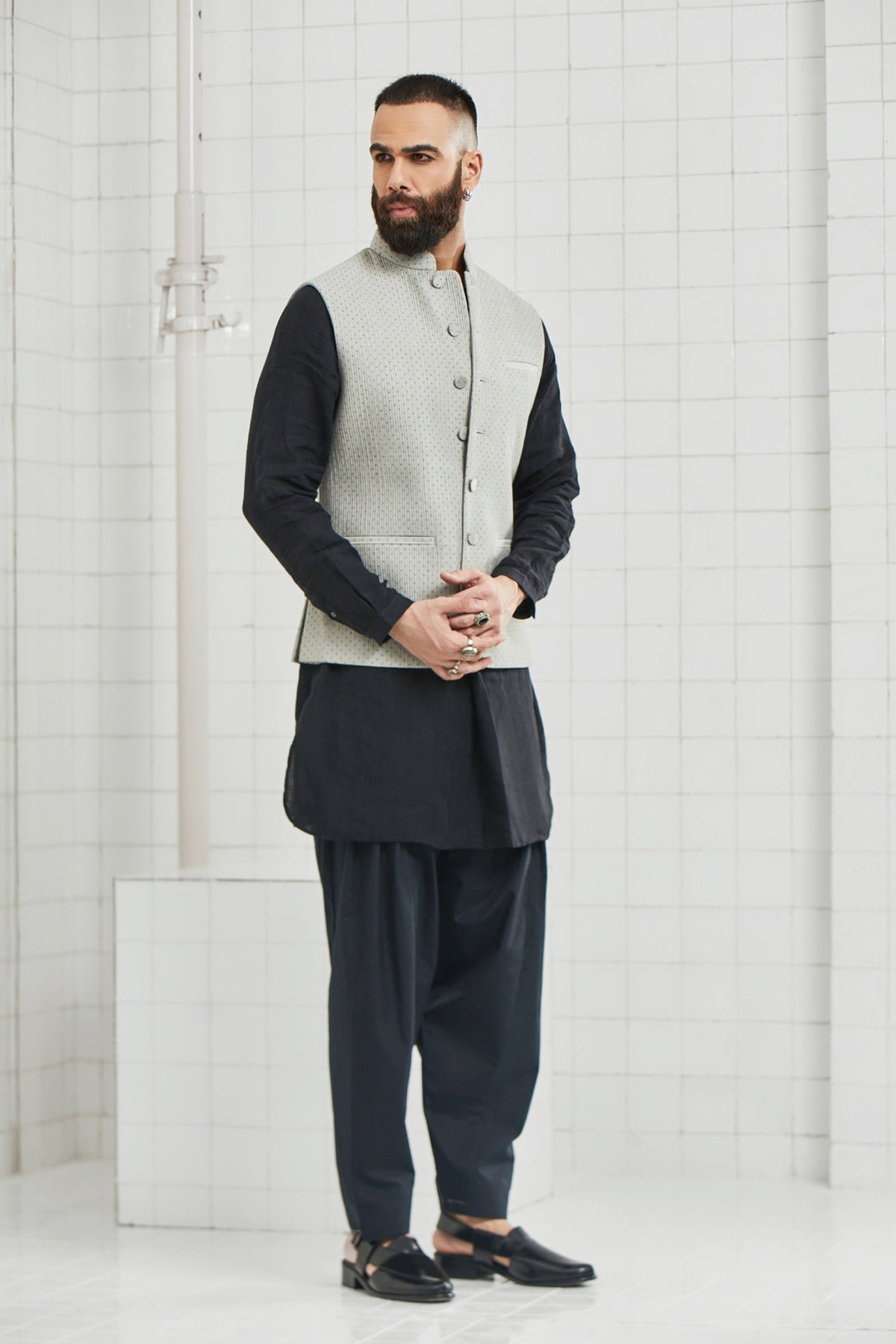 Dhadhu Block Print Quilted Waistcoat