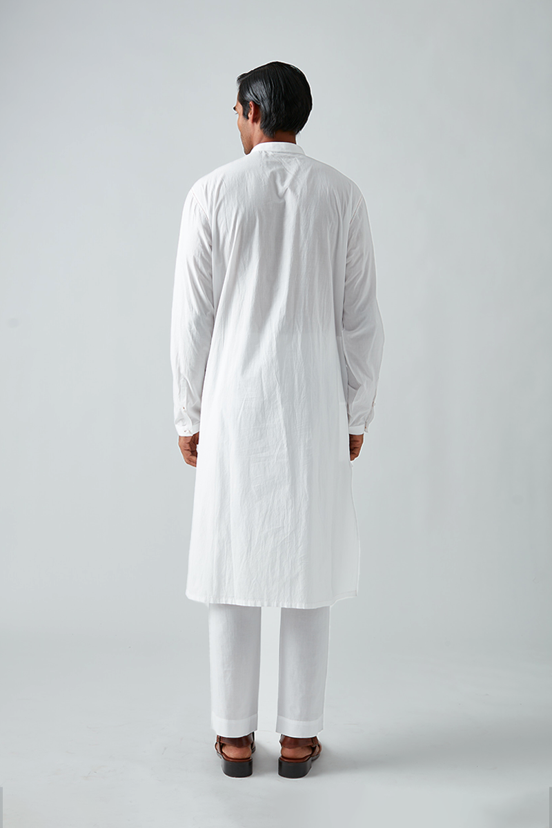 Khinsar Pintuck Kurta with Rainbow Topstitching Detail