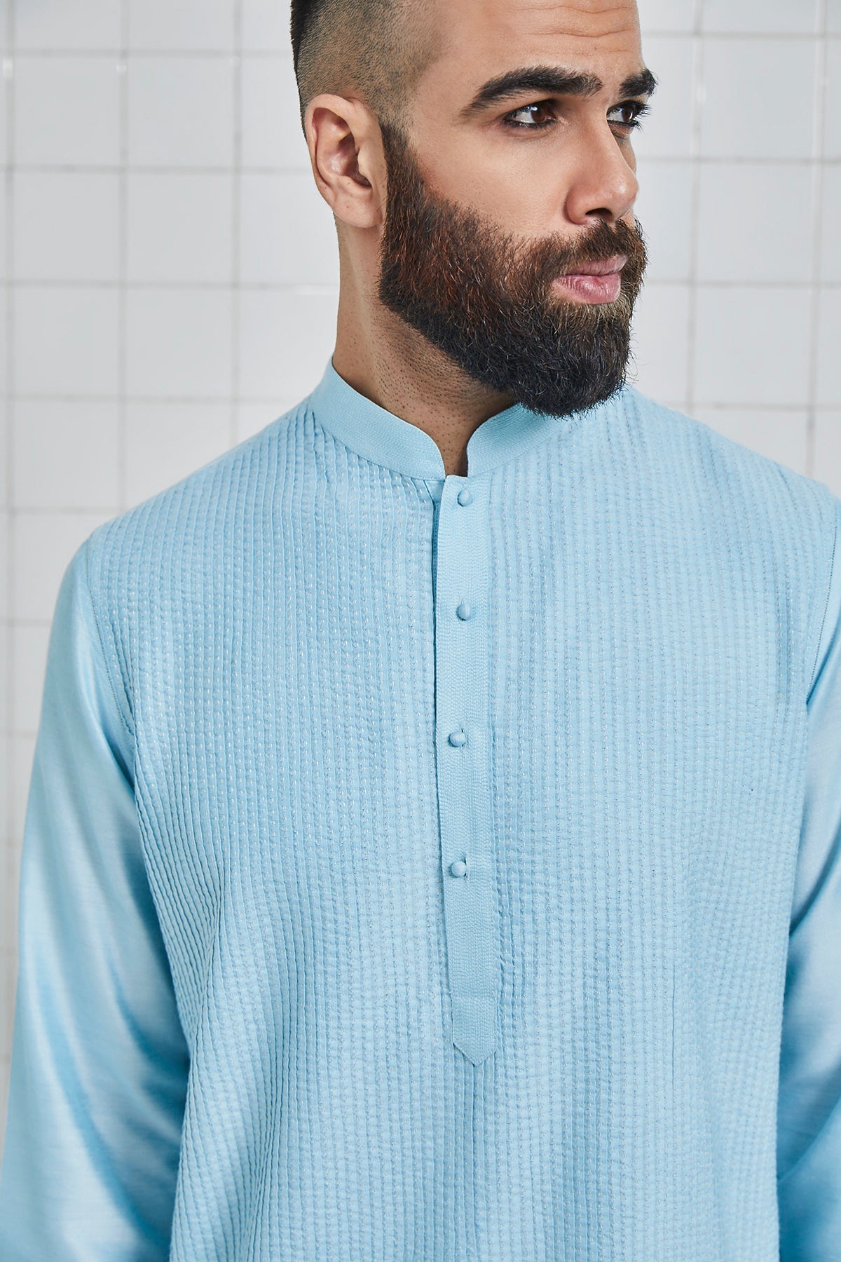 Bainsara Pintuck Kurta Set with Kantha