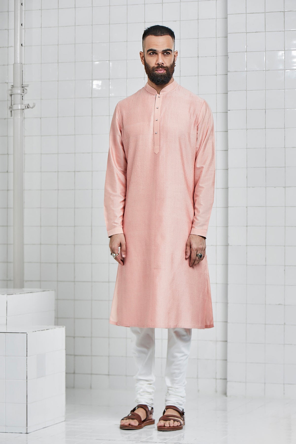 Bainsara Pintuck Kurta Set with Kantha