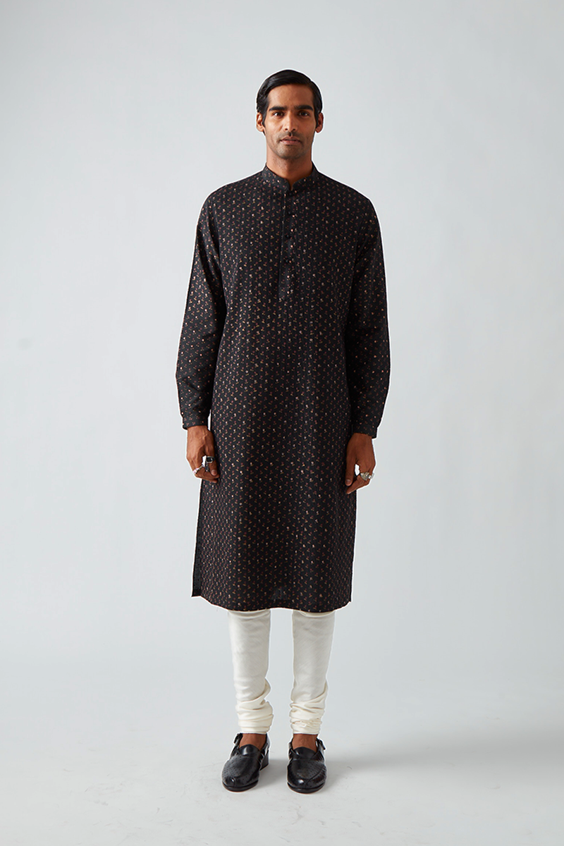 Khuhra Block Print Pintuck Kurta Set