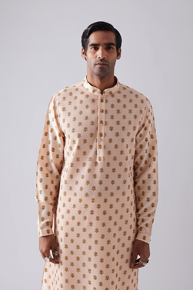 Dahar Pintuck Block Print Kurta Set