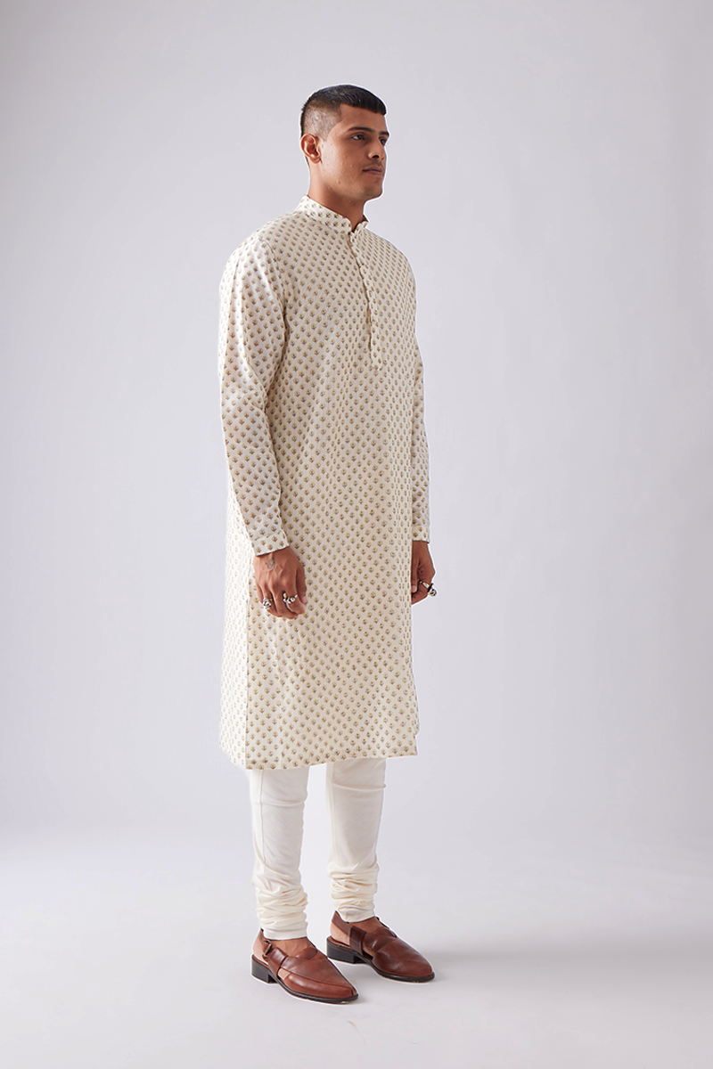 Chhitroli Hand Print Pintuck Kurta Set