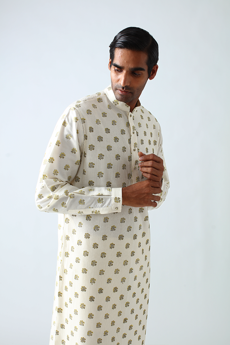 Chetawala Hand Print Pintuck Kurta Set