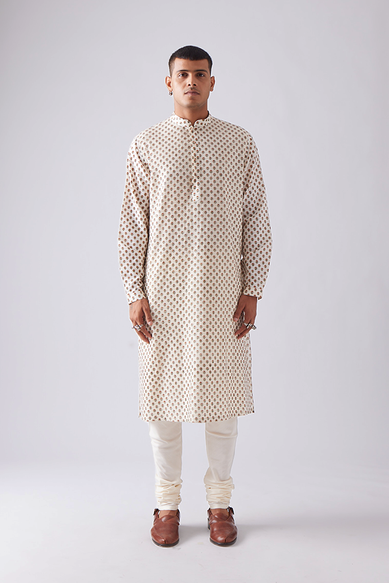 Chhitroli Hand Print Pintuck Kurta Set
