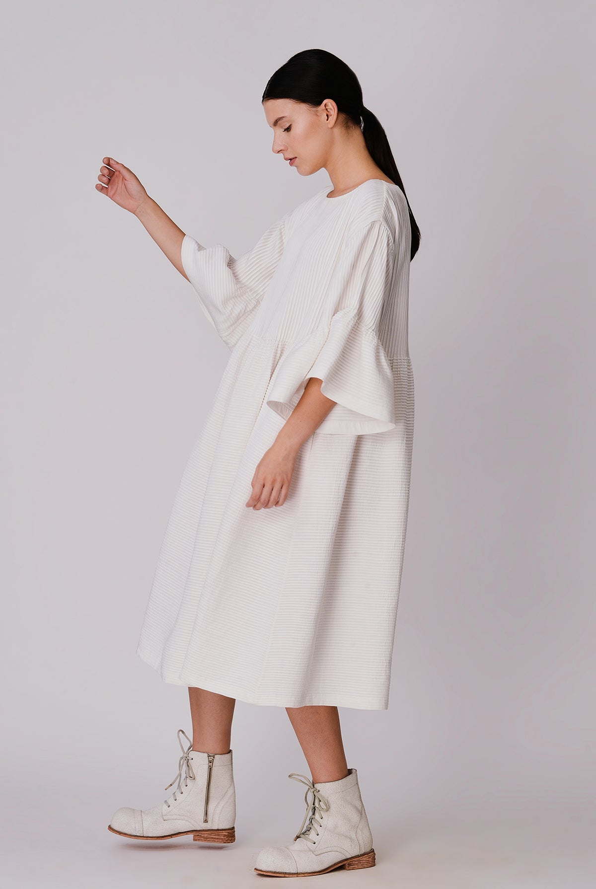 Hamira Peplum Pleated Dress