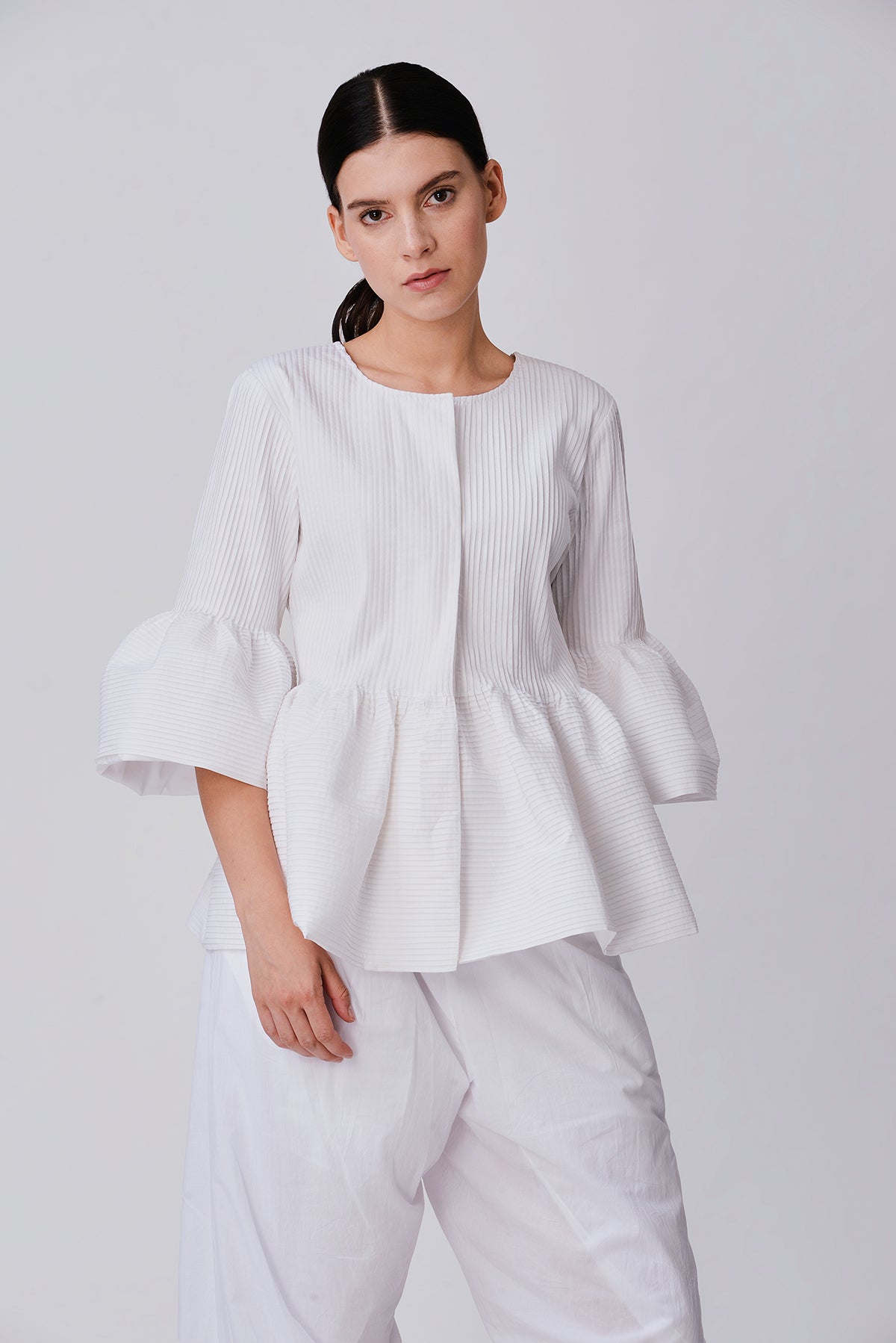 Jaesari Peplum Pleated Jacket