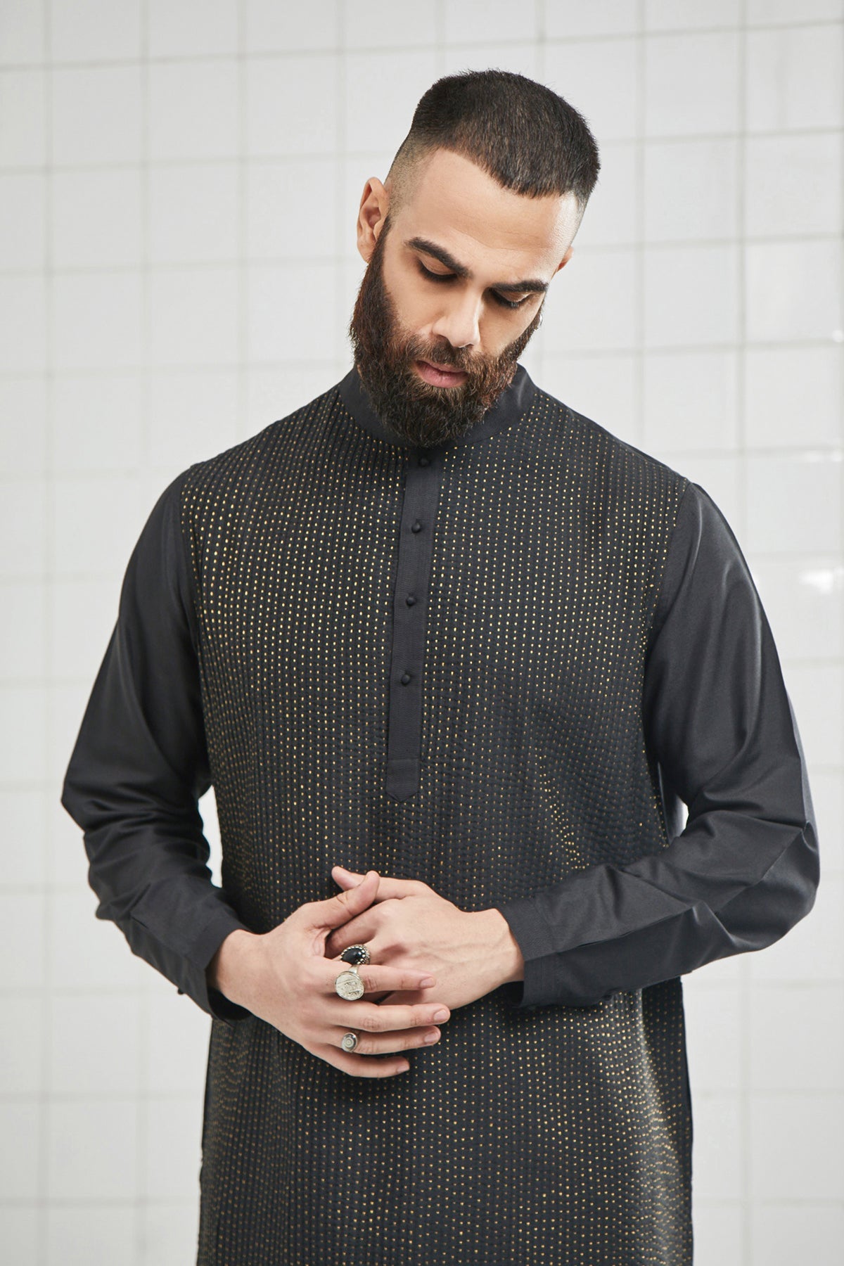 Bainsara Pintuck Kurta Set with Kantha