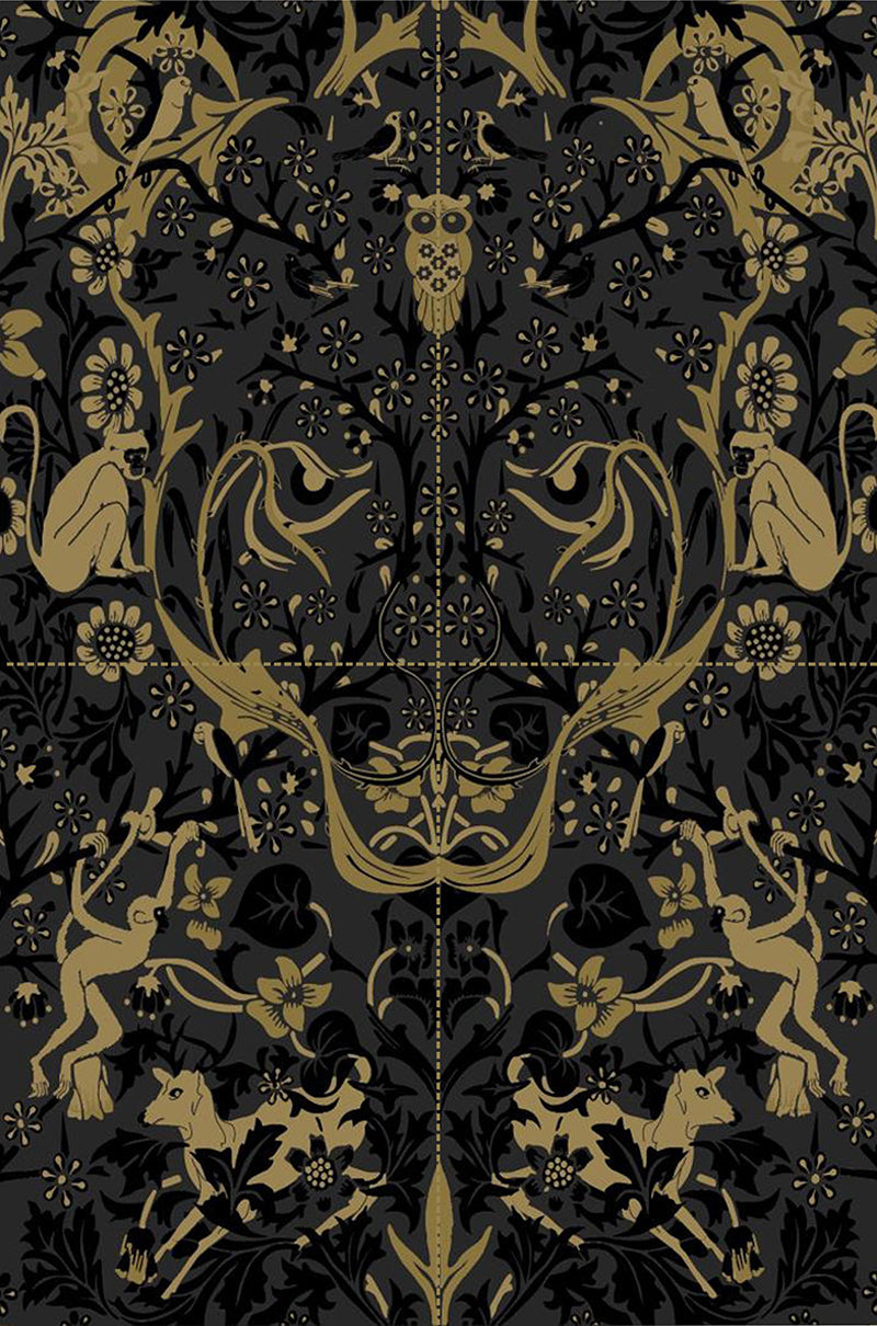 Sherkhanum Black/Gold Embossed Wall Tiles
