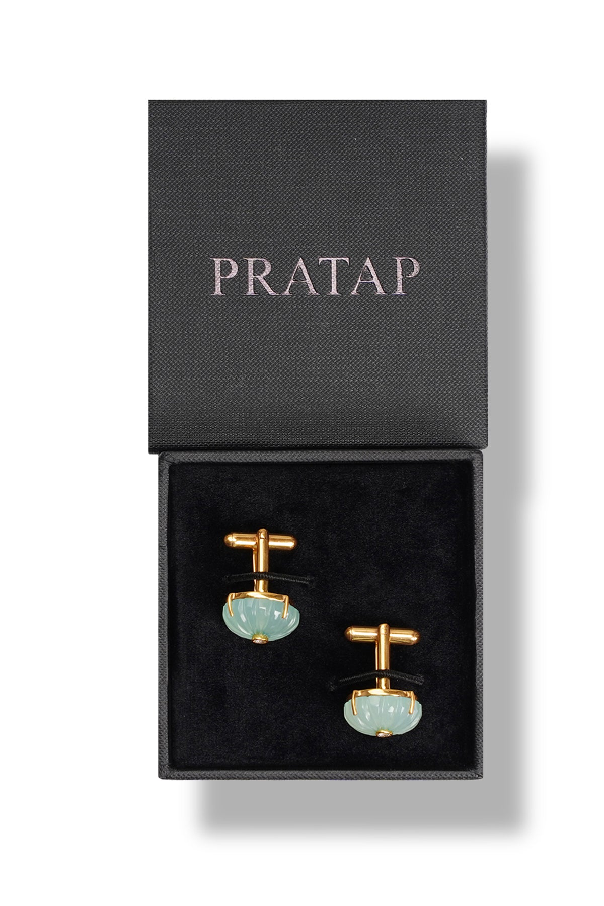 Aqua Chalcedony Round Cufflinks
