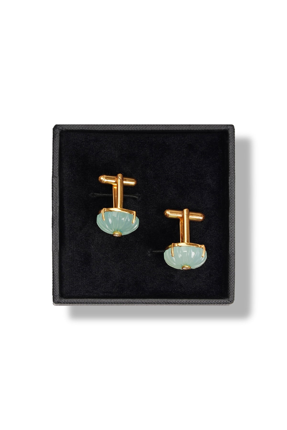 Aqua Chalcedony Round Cufflinks