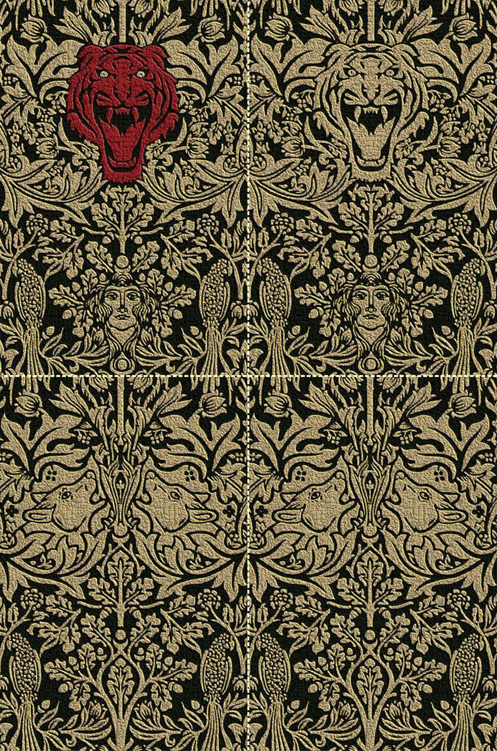 Welcome to the Jungle Gold/Red Embossed Wall Tiles