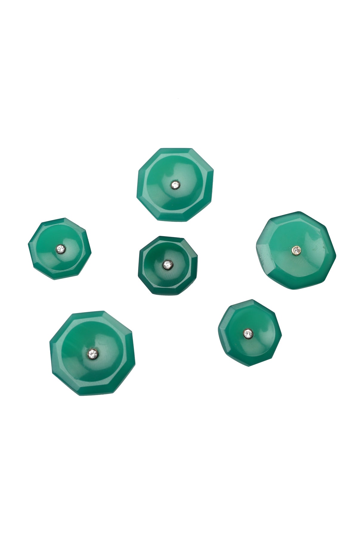 Green Hexagon Onyx Button set