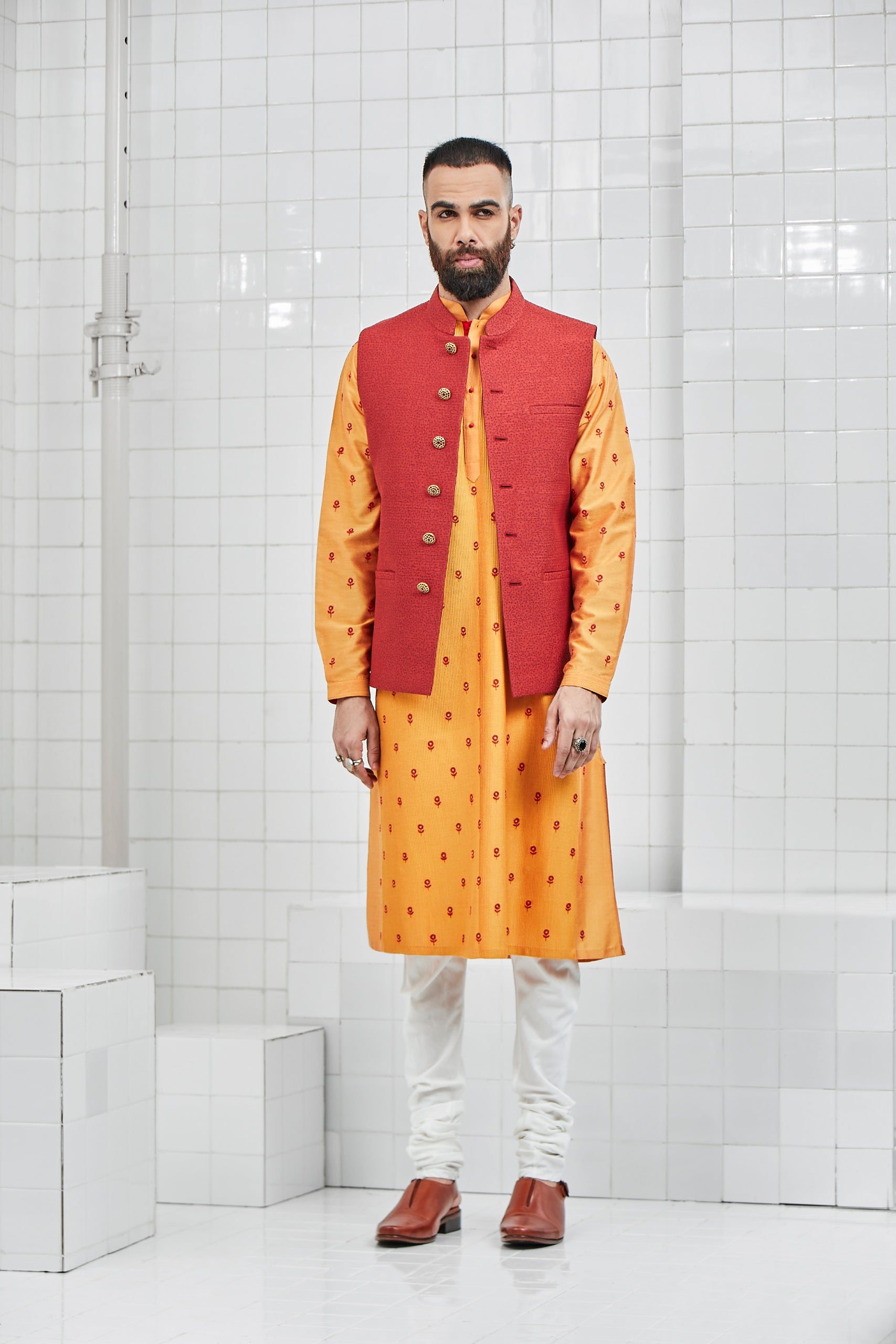 Didhu Quilted Waistcoat with Tonal Jaal