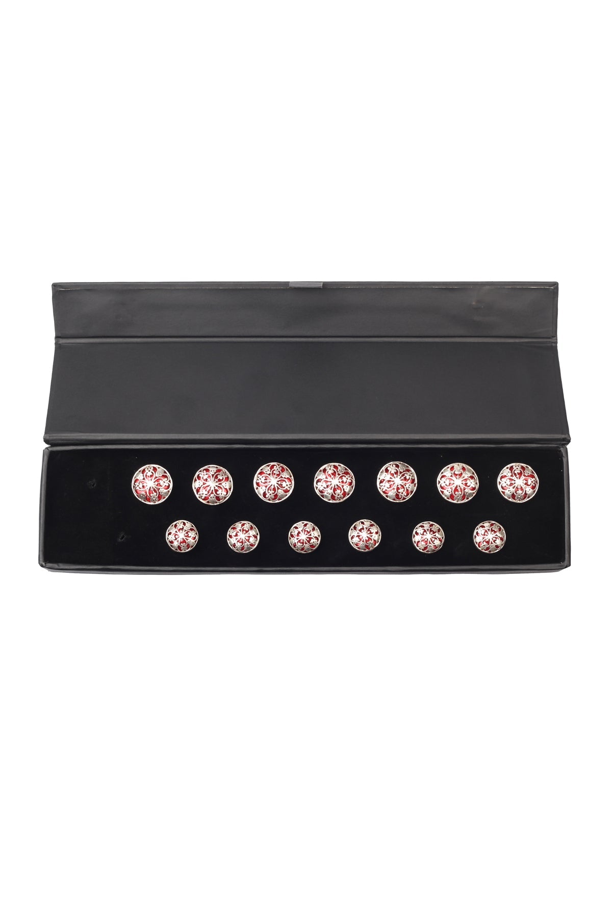 Red Floral Jaal Button Set