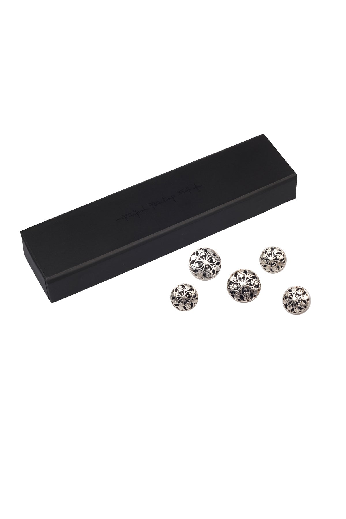 Silver Floral Jaal Button Set