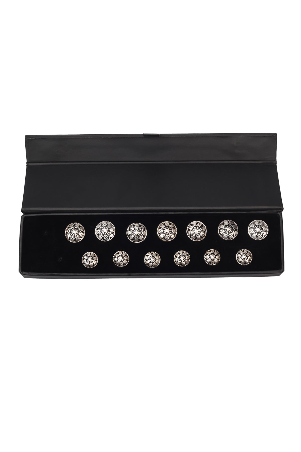 Silver Floral Jaal Button Set