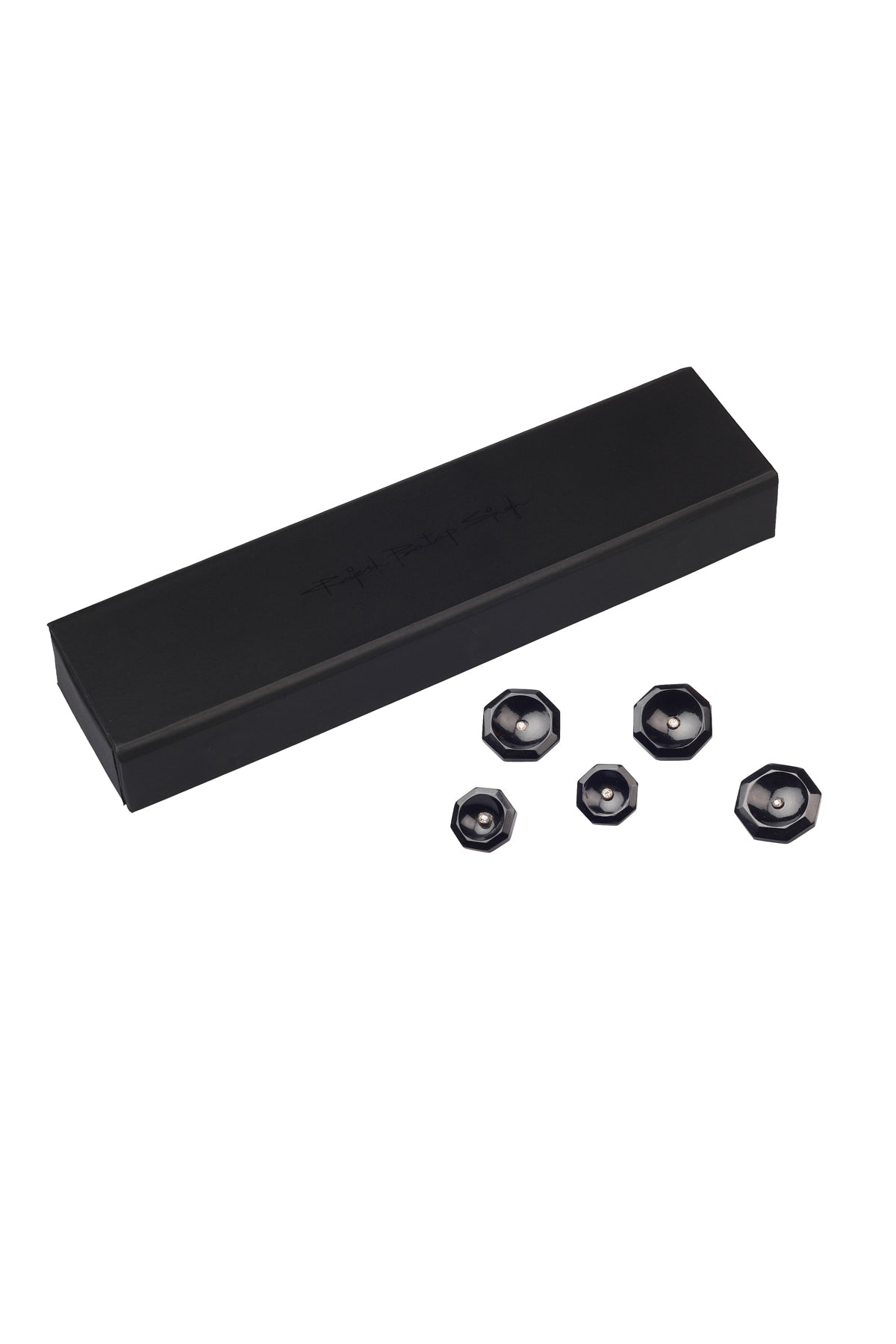Black Hexagon Onyx Button Set