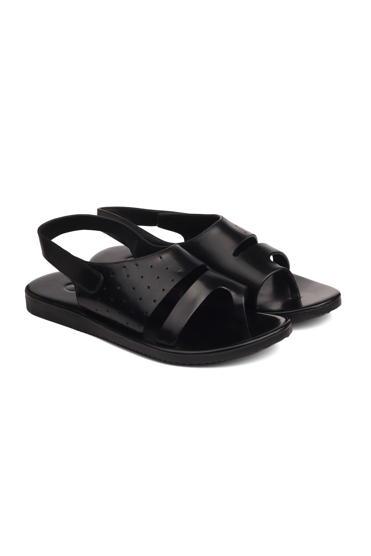 Perforated Asymmetric Strap Sandals