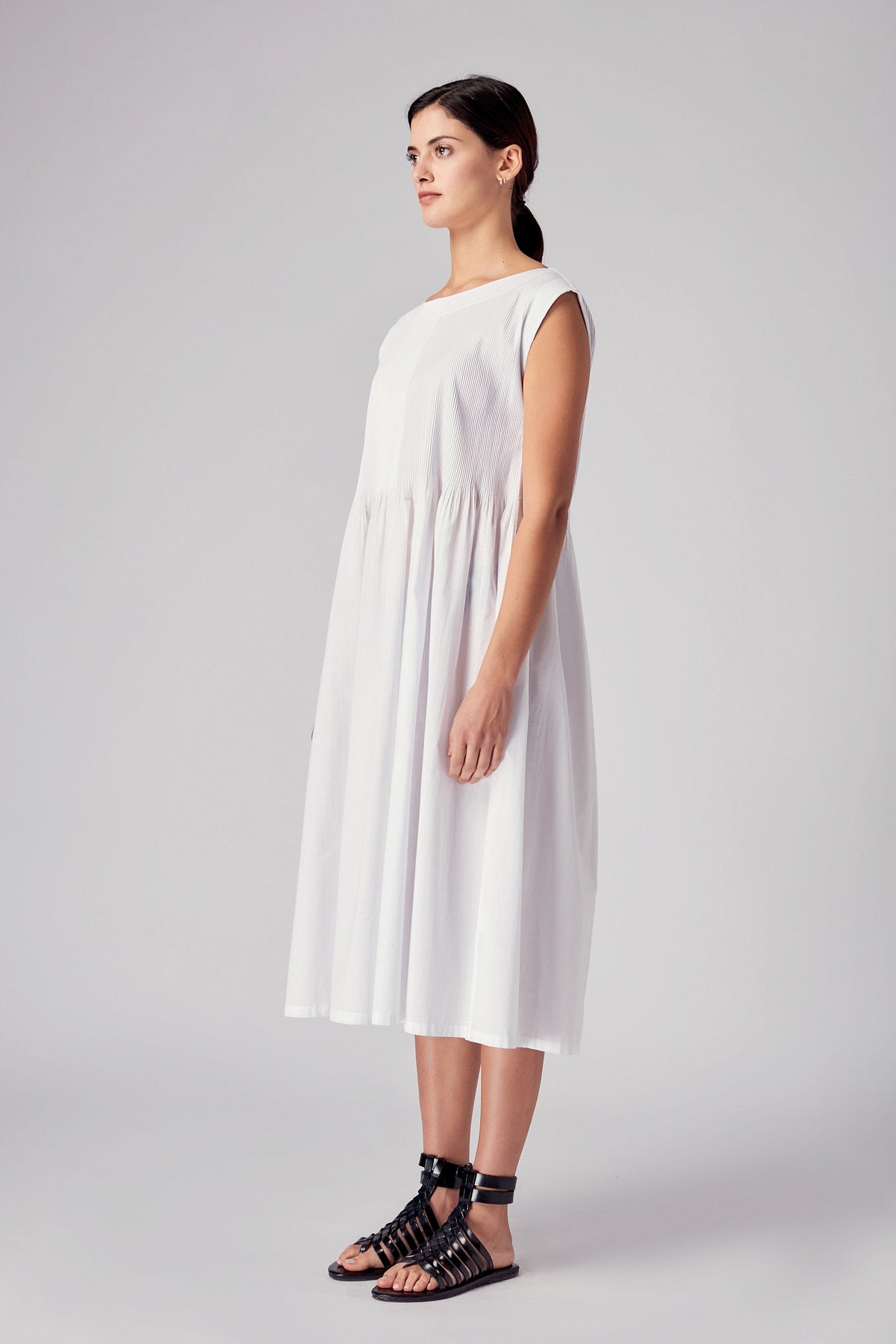 Kadera Boat Neck Pintuck Dress