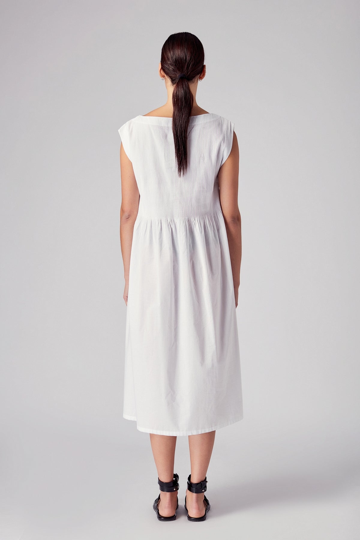 Kadera Boat Neck Pintuck Dress