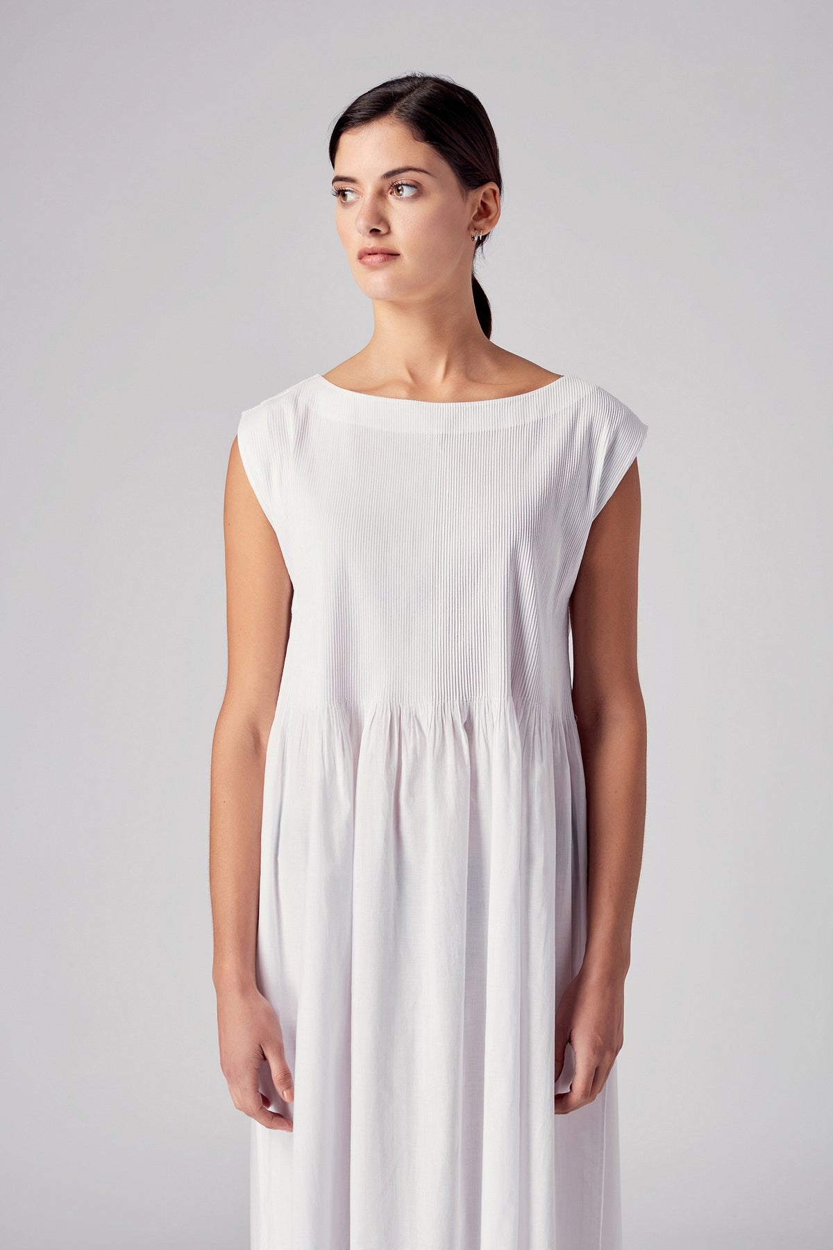 Kadera Boat Neck Pintuck Dress