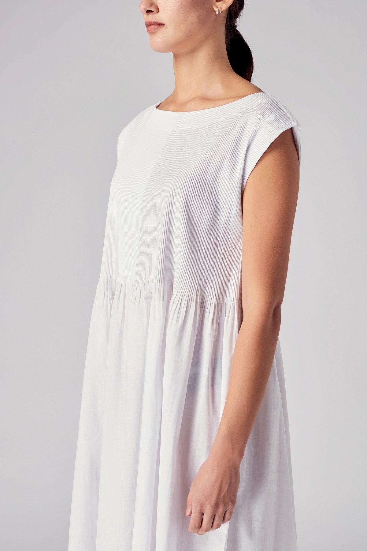 Kadera Boat Neck Pintuck Dress