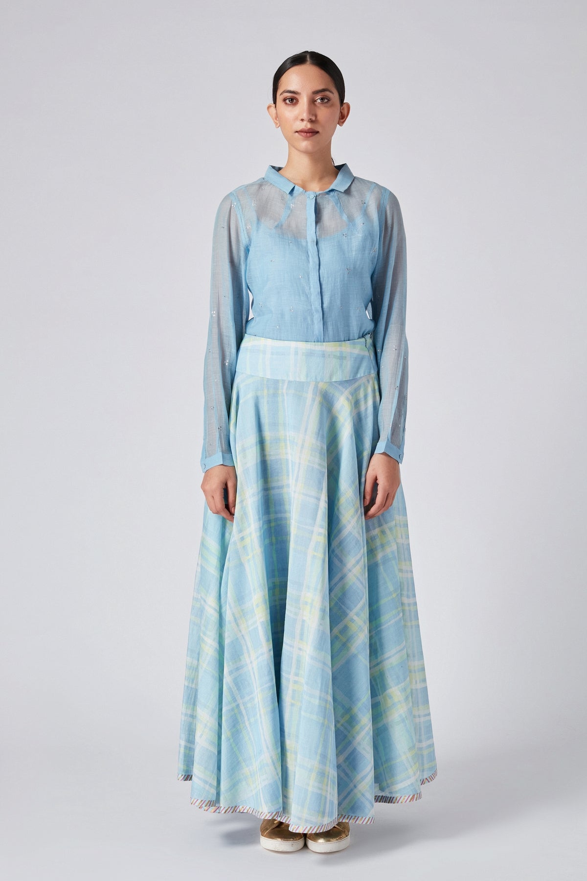 Sayla checkered handloom skirt