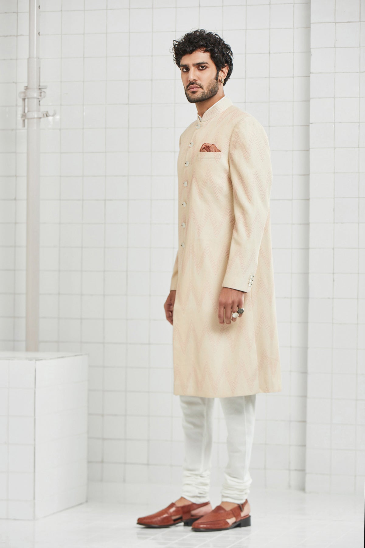 Theekariya Chevron Stitch Sherwani