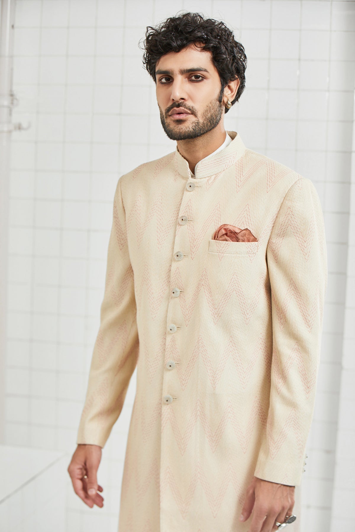 Theekariya Chevron Stitch Sherwani