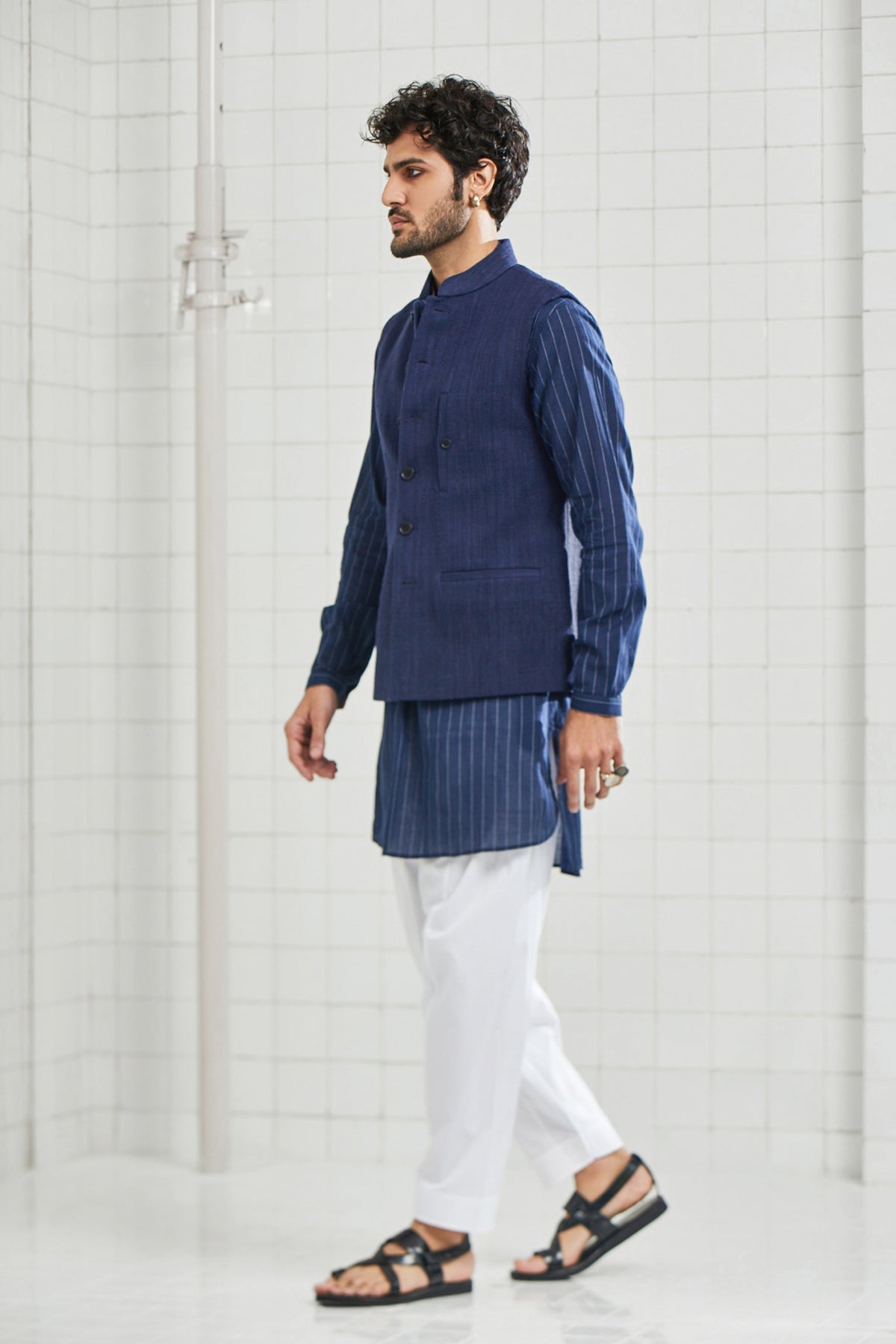 Narwariya Hand Spun Hand Woven Textured Waistcoat
