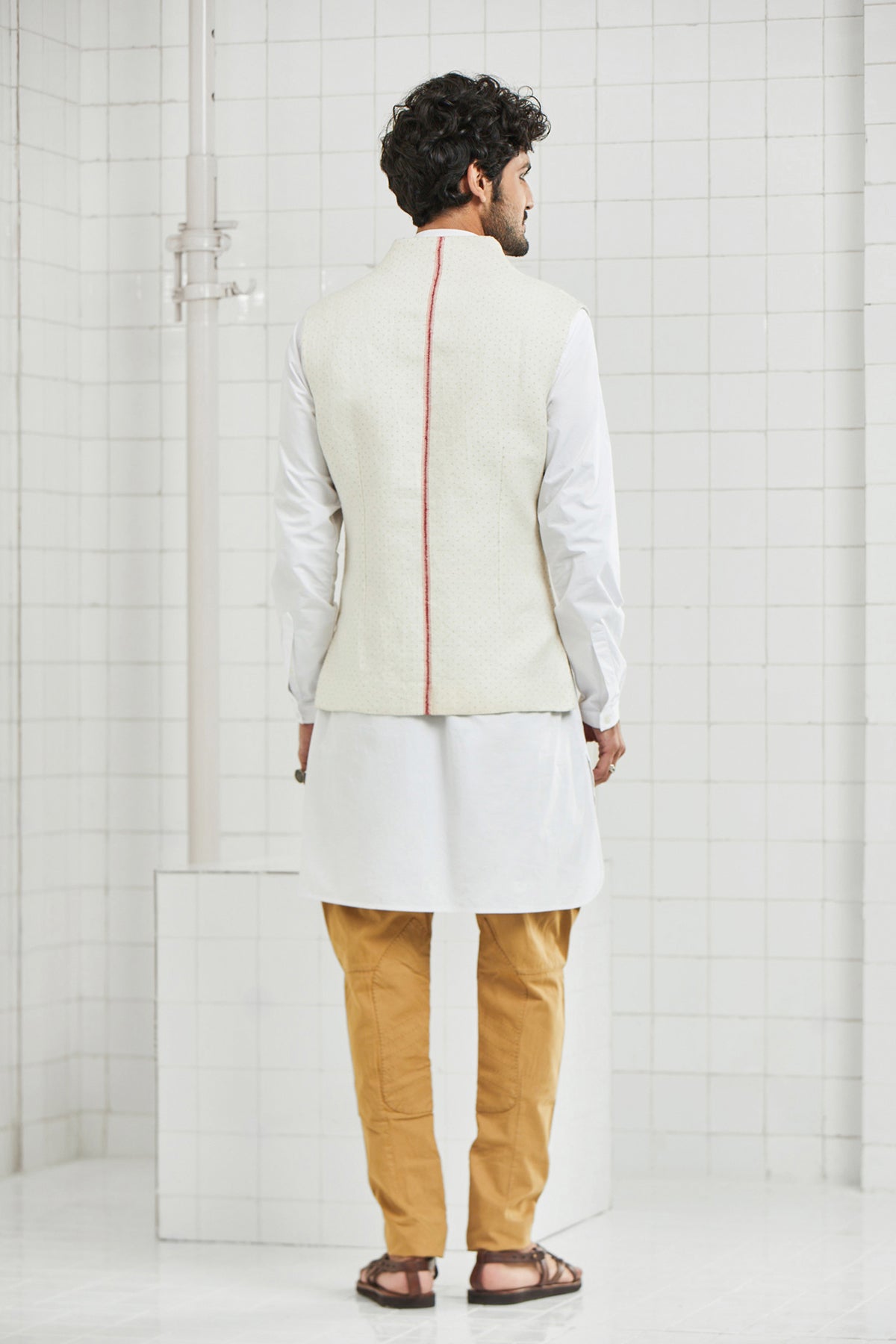 Raghwa Waistcoat with Polka Block Print