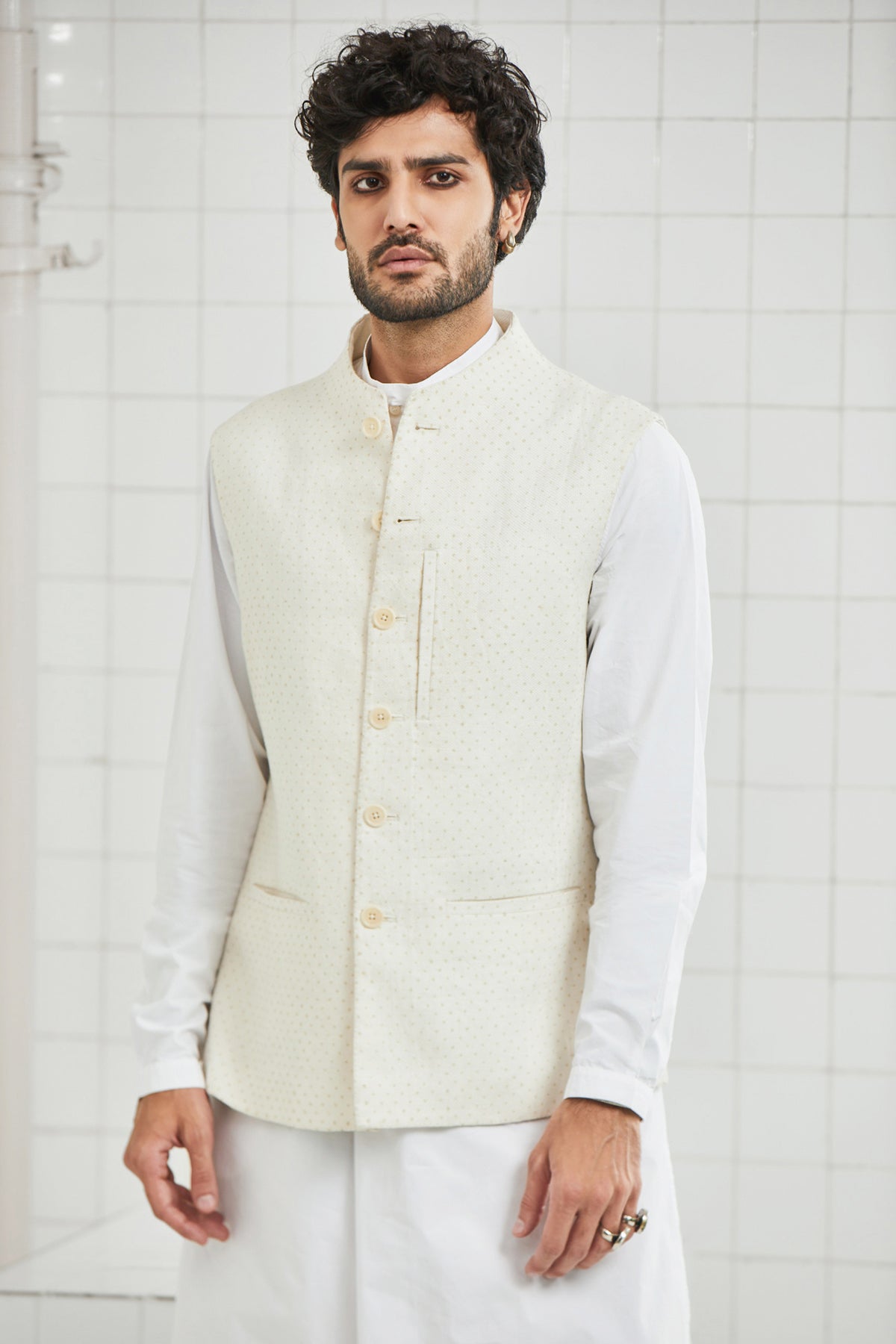 Raghwa Waistcoat with Polka Block Print