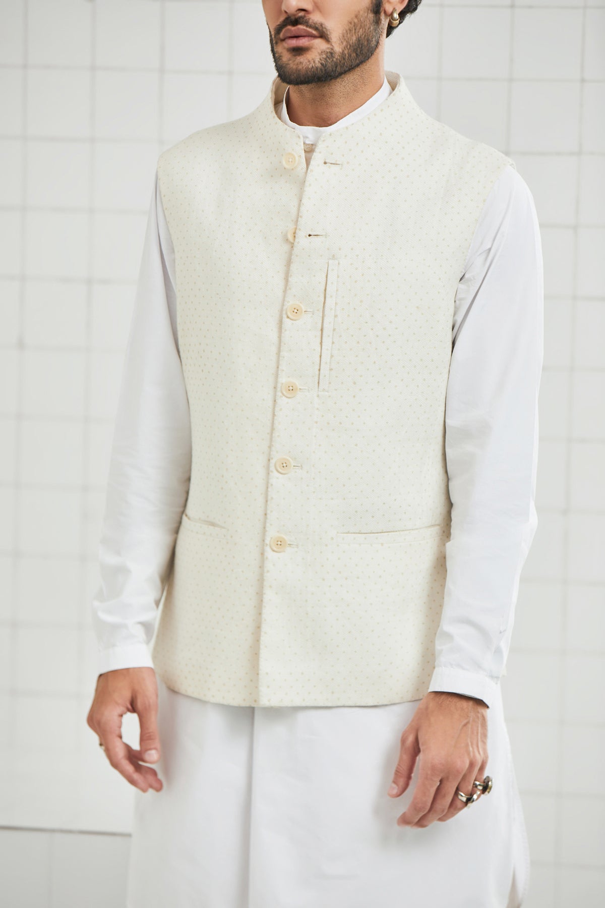 Raghwa Waistcoat with Polka Block Print