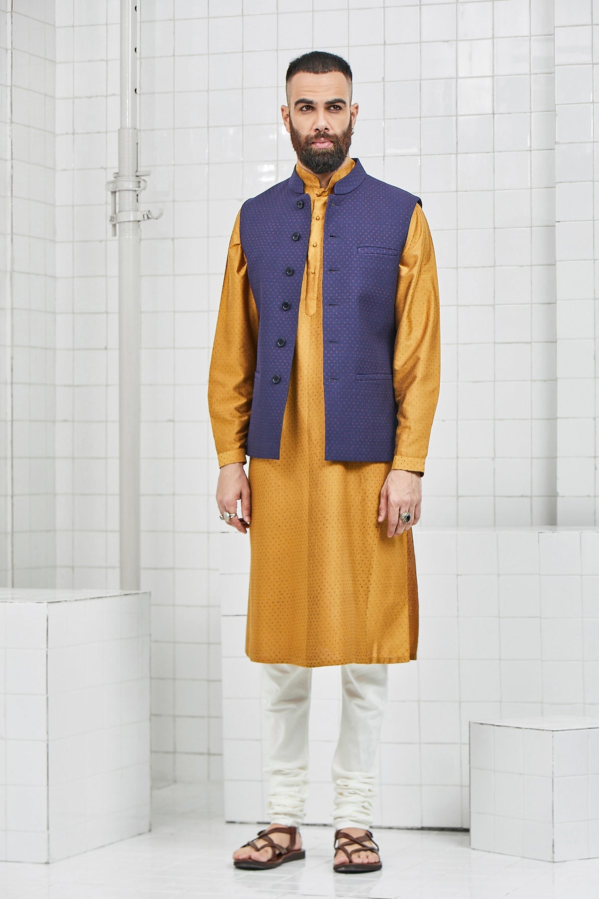 Dhadhu Quilted Waistcoat with Polka Motif