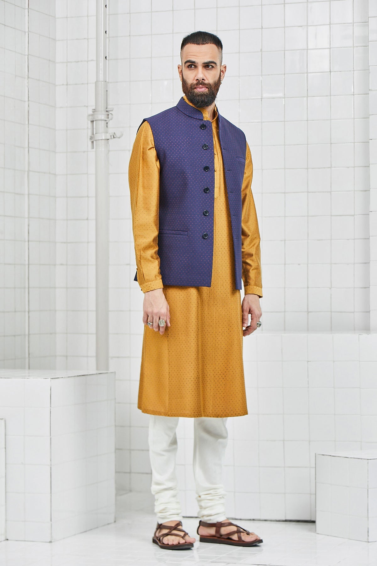 Dhadhu Quilted Waistcoat with Polka Motif