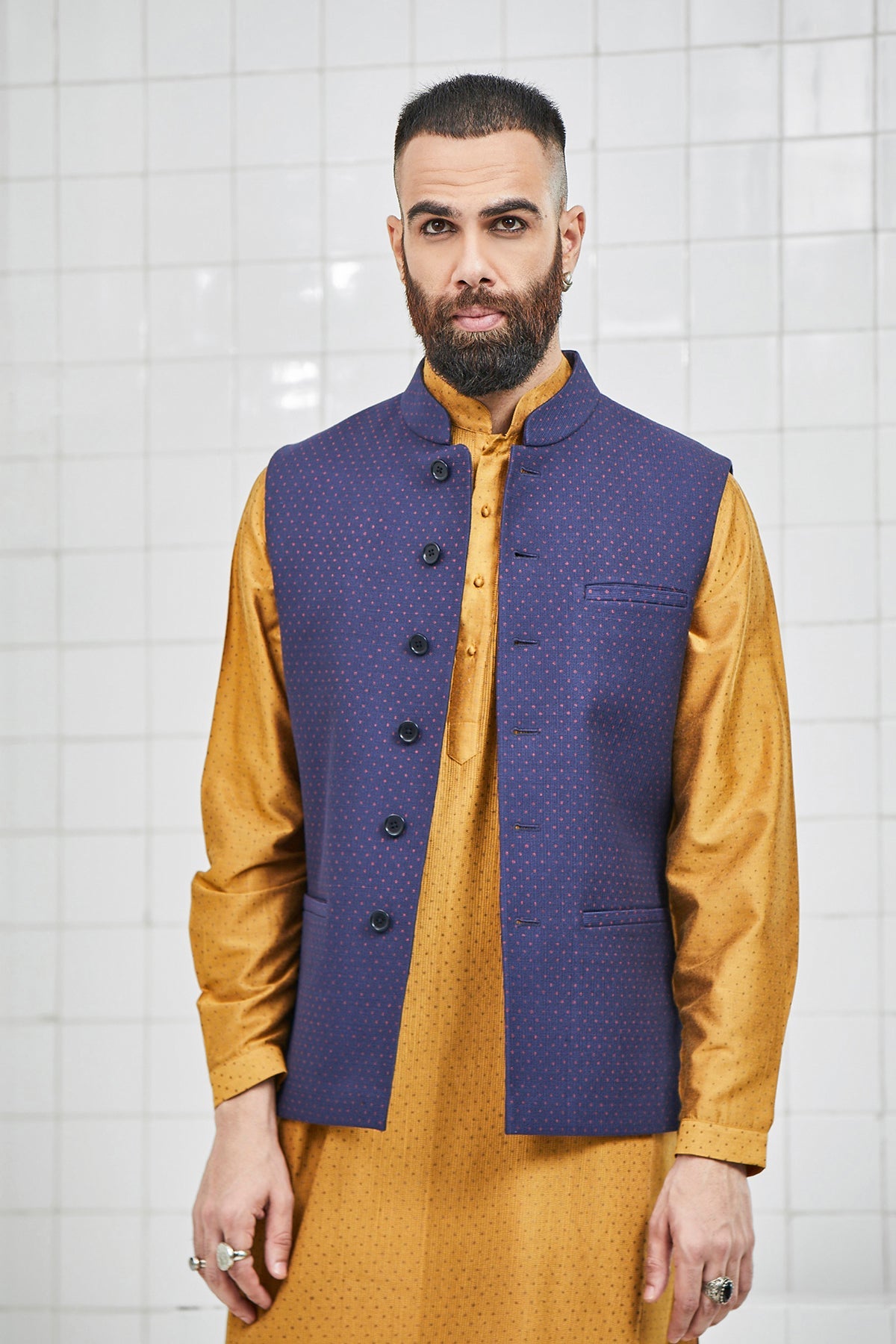 Dhadhu Quilted Waistcoat with Polka Motif